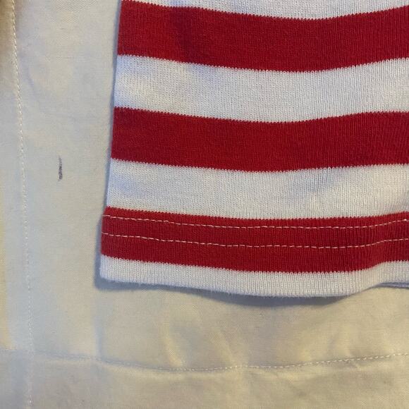 Hanna Andersson Pajama Top Small Red White Striped Green Trim Organic Cotton - Picture 3 of 12